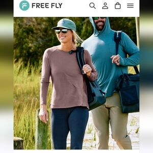 Free Fly Apparel Bamboo Everyday Flex Long Sleeve Shirt Sz XS Brown